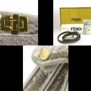 フェンディ FENDI ハンドバッグ 8BN335 ピーカブー アイシーユー プチ ムートン グレーベージュ 美品 バッグの画像10