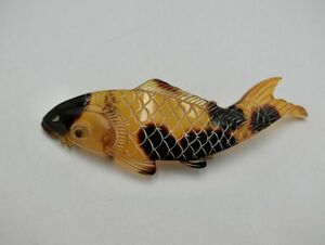 T【ナ4-77】【60サイズ】▲鼈甲 べっ甲 鯉 コイ 魚 帯どめ おびどめ 金具真鍮/和装小物 和装アクセサリー