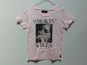 T【テ4-99】【送料無料】ヒステリックグラマー 半袖Tシャツ フリーサイズ smoking kills/HYSTERIC GLAMOUR/※変色有