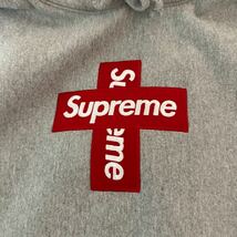 Supreme Cross Box Logo Hooded Sweatshirt Grey シュプリーム パーカー フーディー Mサイズ 中古美品格安１円から！_画像2