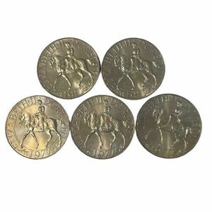 【イギリス貨幣】イギリス 1977年 エリザベス二世 女王陛下 御在位25周年記念 白銅貨 5枚おまとめ 外国銭/外国貨幣★