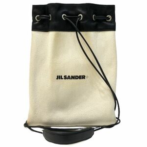 【JIL SANDER/ジルサンダー】キャンバス×レザー 巾着 ショルダーバッグ リバーシブル？★44256