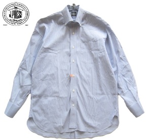 美品!!ジェイプレス J.PRESS*爽やかストライプ柄ボタンダウンシャツ 43-84 実寸XL 大きいサイズ 白×紺 Jプレス