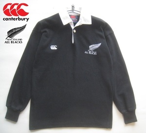 希少!!カンタベリー CANTERBURY*ニュージーランド代表モデル ALL BLACKS ラガーシャツ 黒×白 36 実寸S オールブラックス