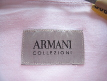 美品チュニジア製!!アルマーニ コレツィオーニ ARMANI COLLEZIONI*麻100% ロゴタグ付き 清涼リネンシャツ S 実寸M 淡いピンク GIORGIO_画像4