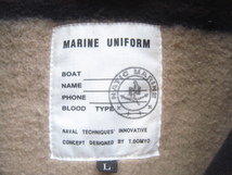 美品日本製!!マリンユニフォーム MARINE UNIFORM*丸襟 コットンスウェットタンカースジャケット L 紺 ブラック ナティック NATIC_画像4