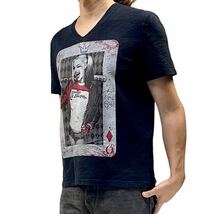 中古John Varvatos ジョンバルベイトス ハーレイクイン トランプQ スーサイドスクワッド プリントリメイク スラブ Vネック 1点物 Tシャツ S_画像3