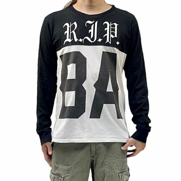 中古 BAD ACID バッドアシッド 白黒 モノトーン 前後プリント オーバーサイズ ロンT 長袖Tシャツ UNIF ユニフ セカンドライン 姉妹ブランド