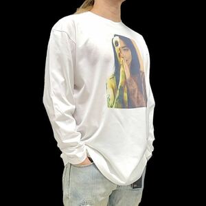 新品 マリリンマンソン ビョーク Bjork 90年代 洋楽 オルタナ 合掌ポーズ ハーフ コントラスト ロンT 長袖 Tシャツ ユニセックス Lサイズ