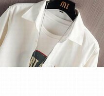 カジュアルシャツ 長袖シャツ メンズ シャツ 開襟シャツ 通勤 スリム メンズファッション 秋服 ホワイト M_画像7