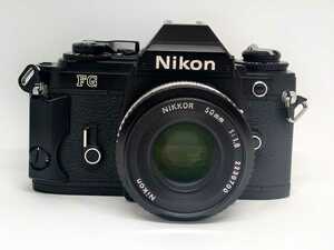 Nikon FG ブラック　+　NIKKOR　50㎜　f/1.8　フィルムカメラ　一部のみ動作確認中古　ジャンク扱い　送料無料