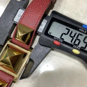 13641 1円〜 HERMESエルメス MEDORメドール クォーツ レディース腕時計 レザーベルト ゴールドカラー 現在不動品 電池切れの為動作未確認の画像8