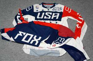 FOX RACING オフロードジャージ 上下セット USAロゴ 上：XL 下：34インチ？ USED美品