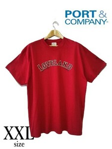 ［USED］Tシャツ PORT&COMPANY ポートアンドカンパニー レッド XXL ※裾に汚れあり。 203-0262