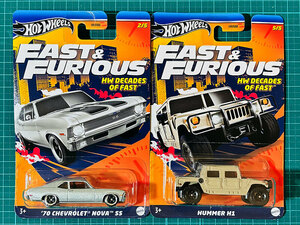 ホットウィール '70 CHEVOLET NOVA SS｜HUMMER H1 シボレー ノヴァ ハマー ワイルドスピード FAST & FURIOUS HW DECADE OF FAST