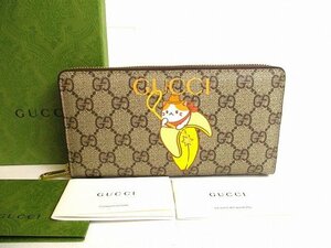 【未使用保管品】 グッチ GUCCI GG スプリーム ばなにゃ ラウンドファスナ― 長財布 ジップアラウンドウォレット メンズ レディース