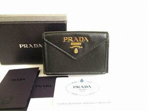 【未使用保管品】 プラダ PRADA サフィアーノメタル レザー 3つ折り 財布 コンパクト財布 コンパクトウォレット メンズ レディース