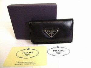 【希少】【未使用保管品】 プラダ PRADA トライアングルロゴ ナイロン×ナッパレザー レザー 6連 キーケース キーリング メンズ レディース