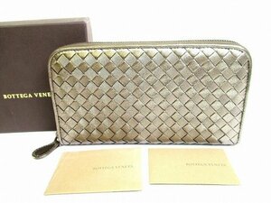 【未使用保管品】 ボッテガヴェネタ BOTTEGA VENETA イントレチャート ラウンドファスナー 長財布 メンズ レディース