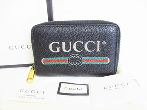 【展示保管品】 グッチ GUCCI ロゴプリント レザー 小銭入れ コインパース コインケース メンズ レディース