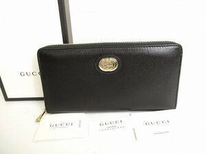 【未使用保管品】 グッチ GUCCI インターロッキング G レザー ジップアラウンドウォレット ラウンドファスナ― 長財布 メンズ レディース