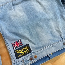 ☆コラボモデル☆TRIUMPH & BARBOUR トライアンフ バブアー デニムジャケット/M（XL相当）◆バイク アウター ロッカーズ カフェレーサー_画像7