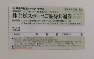 1-6枚 スポーツご優待共通券 スキー場(ウインターシーズン)ゴルフ場 東急スポーツオアシス 東急不動産 株主優待券 2024年8月31日まで 