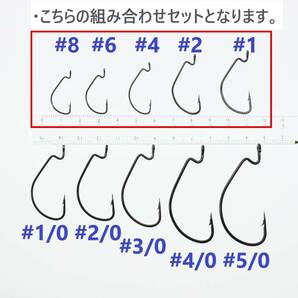 【送料無料】オフセットフック #8～#1 各10本 合計50本セット ケース付き ブラックニッケル仕上げ ワームフック 小さめのワームに！の画像4