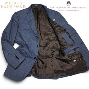 デニムヘリンボーン! wilkes bashford platinum ORMEZZANO テーラードジャケット M インディゴ ネイビー ブルー サイドベンツ 2way 3釦