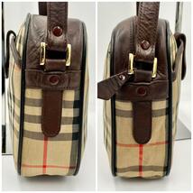 人気/希少 ●Burberry バーバリー ショルダーバッグ 肩掛け 斜め掛け レザー 本革 キャンバス ノバチェック シャドーホース ロゴ メンズ_画像4