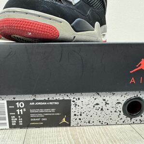 国内正規品 Nike Air Jordan 4 Retro Bred ナイキ エアジョーダン レトロ ブレッド スニーカー 308497-060 2019年製 黒タグ付 中古美品の画像5