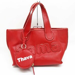 Samantha Thavasa サマンサタバサ 2way ハンドバッグ トートバッグ レッド ポーチ付き ロゴ