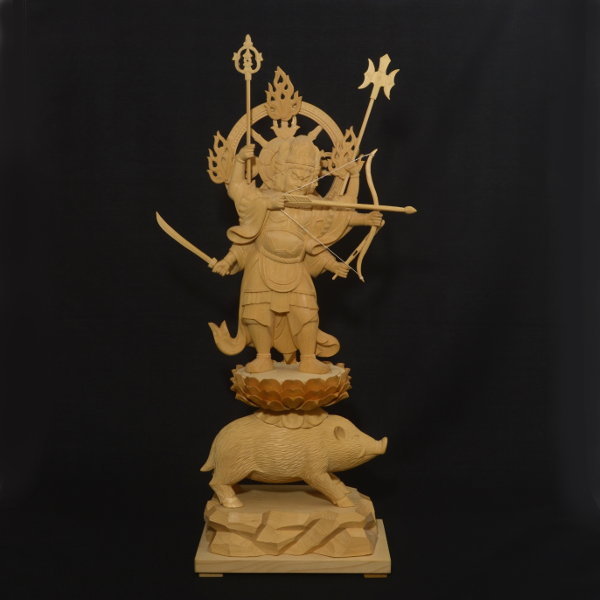 クーポン対象外】 摩利支天立像 木彫り 仏教美術 仏師で仕上げ品 仏教 