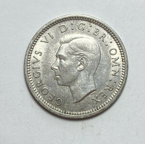 １円スタート! ・1937 イギリス 3ペンス 銀貨 ジョージ6世・アンティーク コイン