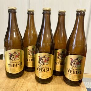 希少品【ラッキーエビス】空瓶 蓋付き 5本 サッポロ エビス ビール 中瓶