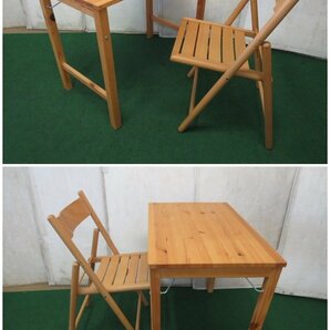 ●無印良品 パイン材 折りたたみテーブル＆チェア１脚 セット(0227EH(3))7CT-1の画像2