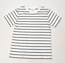 新品メゾンコルニションMaison Cornichon半袖Tシャツ1ボーダーホワイト Classic Fitコットンフライス ニットTシャツ_画像1