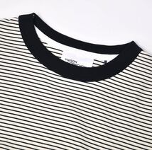 新品メゾンコルニションMaison Cornichon半袖Tシャツ1細ボーダーブラック Classic Fitコットンフライス ニットTシャツ_画像2
