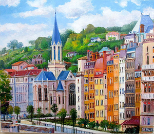 Art hand Auction Painting Hand-painted oil painting Kunio Hanzawa City of Paris Oil painting SM campus only Free shipping Made to order, painting, oil painting, Nature, Landscape painting