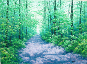 Art hand Auction Painting Hand-painted oil painting by Mamoru Yokoyama Plateau Road Oil painting F6 campus only Free shipping Made to order, painting, oil painting, Nature, Landscape painting