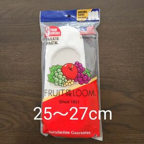 【新品】FRUIT OF THE LOOM　インステップ無地ソックス 3P