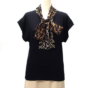  Louis * Vuitton Leopard scarf attaching cut and sewn black [20240322]