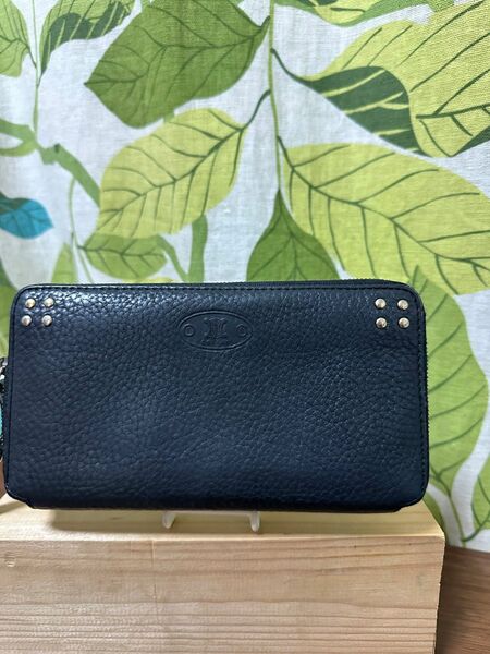 美品　Celine ラウンドファスナー長財布 レザー 黒　長財布