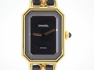 CHANEL シャネル プルミエール M 黒文字盤 Cal.976.001 レザー ゴールド 腕時計 クォ―ツ