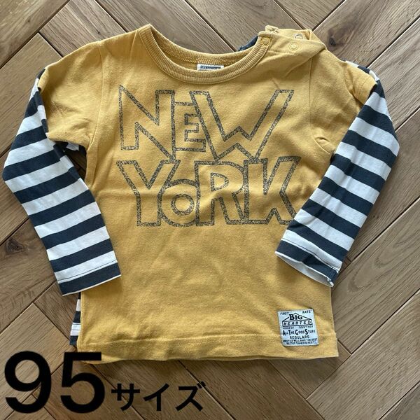 95サイズ　(90サイズ) 2way ロンT Tシャツ＆ボーダーロンT からし色　エフオーキッズ　 男の子　男児　