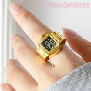 Wc2435 金 指輪 時計 メンズ 男性用 リング ゴールド 金色 リアル かっこいい 極希少 ペンダント 女性 レディース 腕時計 指 ウォッチ 新品