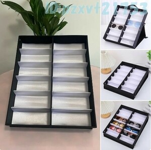 Fd2523: 12 piece storage glasses sunglasses put case stand rack box glasses inserting display commodity display case tray 