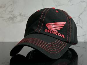 【未使用品】139K★HONDA ホンダ ウイング マーク キャップ 帽子 CAP クールなブラックのコットン素材にレッドステッチ♪《FREEサイズ》