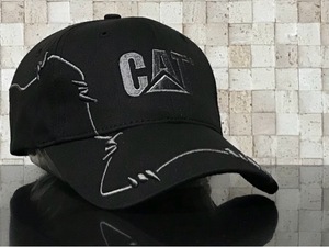 【未使用品】618W クール★Caterpillar キャタピラー CAT キャップ 帽子 CAP クールな有刺鉄線柄のブラックコットン素材！《FREEサイズ》