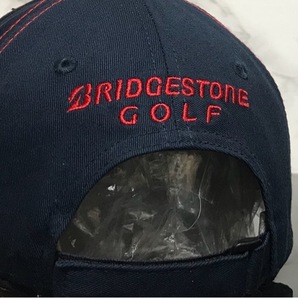 【未使用品】67B★BRIDGESTONE GOLF ブリジストン ゴルフ キャップ 帽子 高級感のあるネイビーのコットン素材にレッドロゴ《FREEサイズ》の画像6